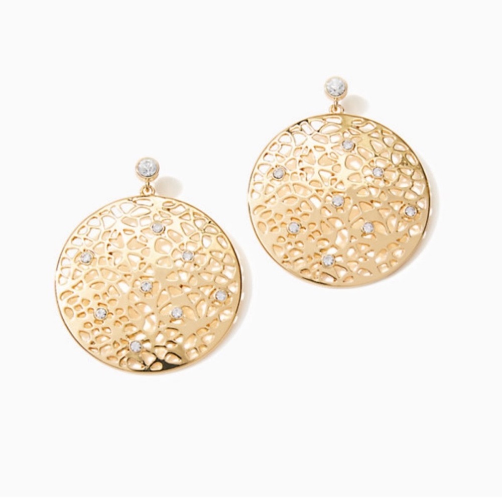 NEW earrings gold Devine circle post back divine earring Lilly Pulitzer